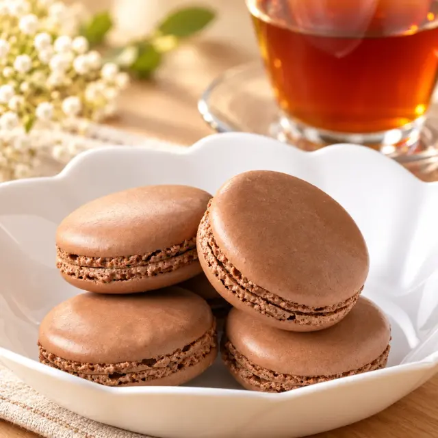 濃厚なチョコクリームをサンドしたマカロンショコラ