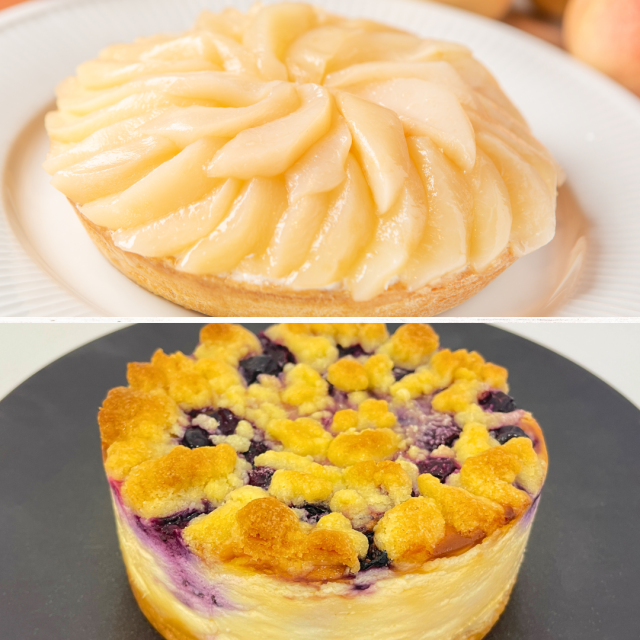 桃タルト&ブルーベリーチーズケーキ